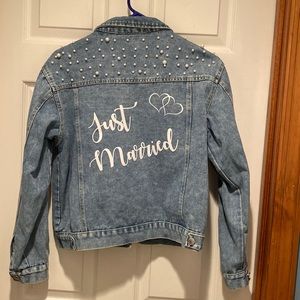 Just Married denim and pearl jacket!